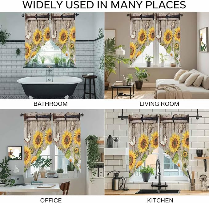 Farmhouse Sunflowers Swag Valances - Image 9