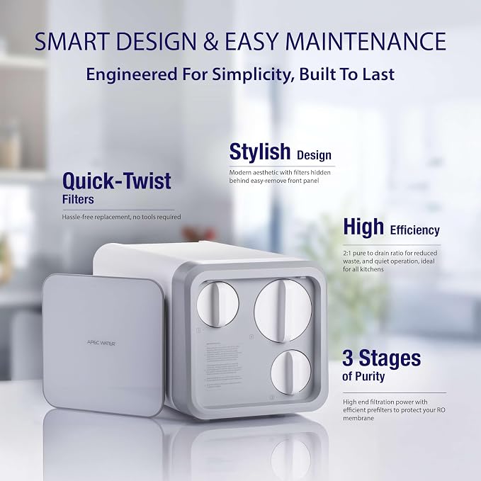 APEC Tankless Reverse Osmosis System, NSF 372 & 58 Certified 3 Stage Water - Image 4
