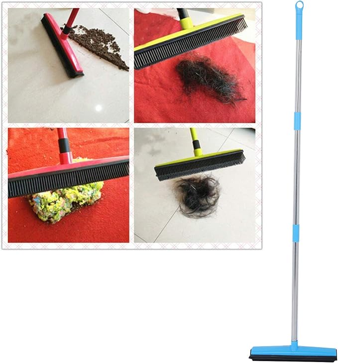 Multifunctional Broom, Telescopic Carpet Rake Rubber Pp 12.6in Brush Easy Wash - Image 5