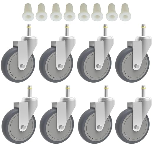 RILIDRI 4-Inch Swivel Stem Caster, 7/16-Inch Stem Diameter Rubber Wheel by RILIDRI