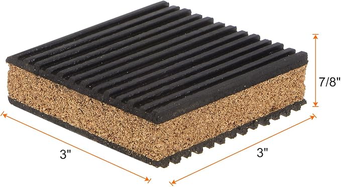 HARFINGTON 8pcs Rubber Anti Vibration Pads 3" x 3" x 7/8" Isolation Vibration - Image 2