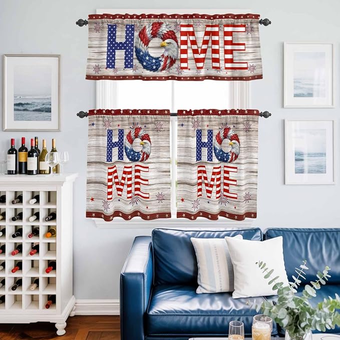 4th of July Kitchen Curtains Set 3 Piece - Image 2