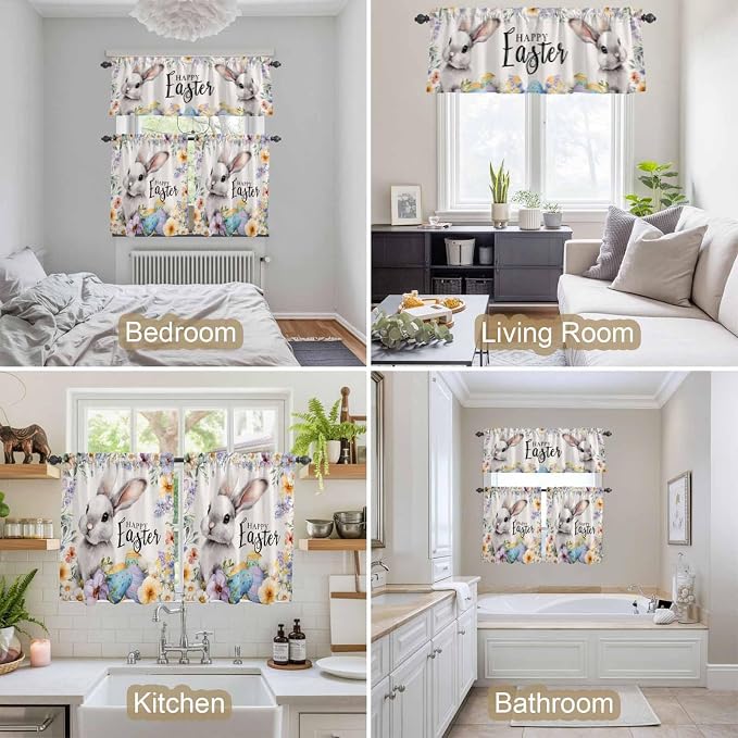 Happy Easter Kitchen Curtains Set 3 Piece - Image 4