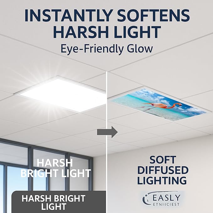 2 Pack Fluorescent Light Covers 4x2 ft Magnetic Light Covers - Image 2