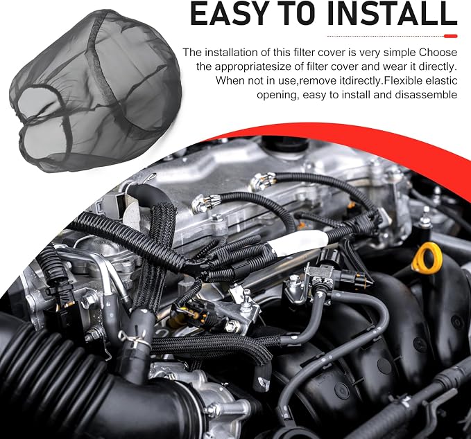 Air Filter Cover, Thickened Car Cold Air Intake Filter Dust Sock Cover - Image 6