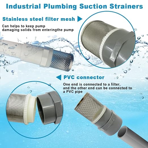 DN15 inch stainless steel filter cover connected to 1/2" grey pvc filter DN15 - Image 4