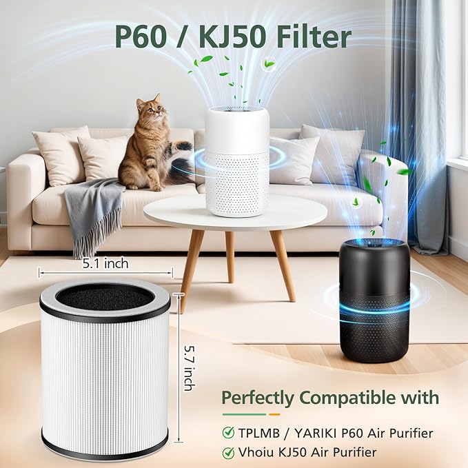 P60 Replacement Filters for YARIKI/TPLMB P60 Air Purifier, for Vhoiu KJ50 Air - Image 2