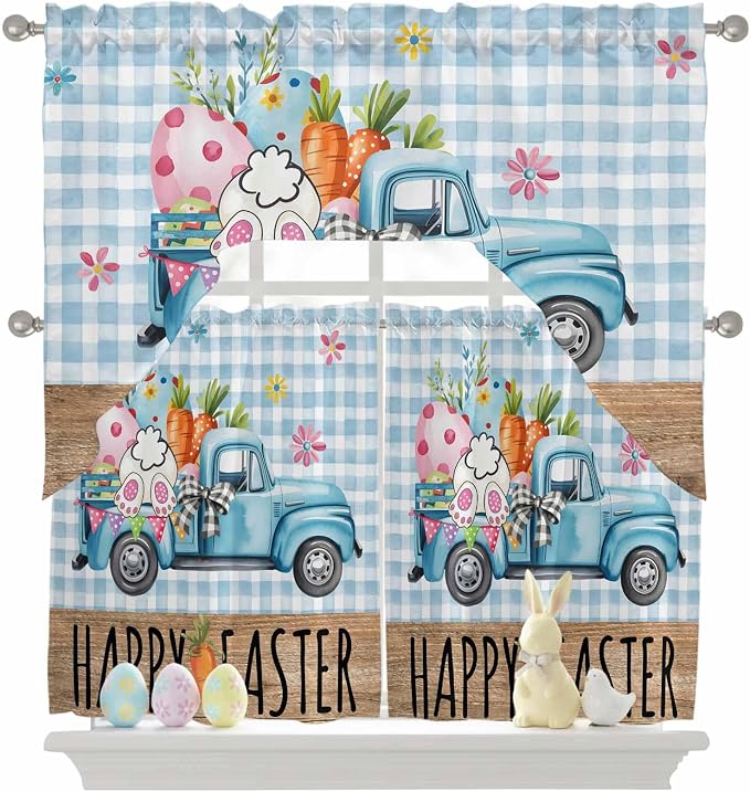 Swag Valance Curtains, Easter Truck - Image 9