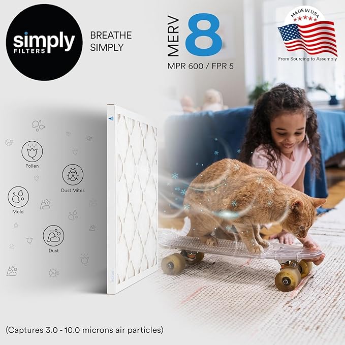 Simply 20x25x4 Air Filter, MERV 8, 6 Pack, Furnace Air Filter - Image 2