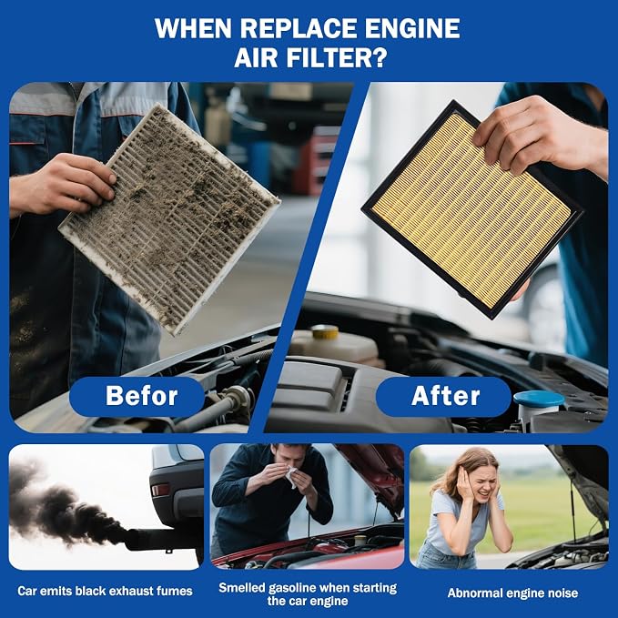 2PCS Engine Air Filter Accessories Compatible - Image 6