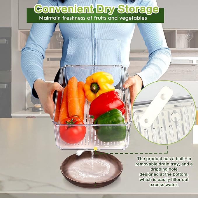 6 Pack Fridge Organizer, Stackable Refrigerator Organizer Bins - Image 6