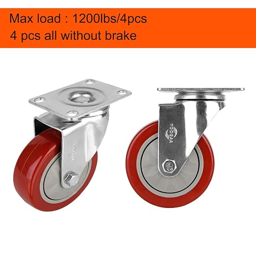 YOOGAA 4" Swivel Caster Wheels Heavy Duty Casters No Noise 360 Degree - Image 5