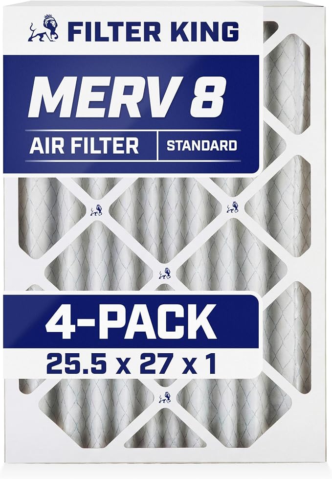 Filter King 25.5x27x1 Air Filter | 4-PACK | MERV 8 HVAC Pleated A/C Furnace by FilterKing
