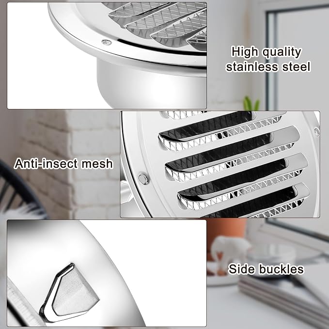Zonon 12 Pcs Stainless Steel Soffit Vents 4 Inch Round Dryer Vent Cover - Image 6