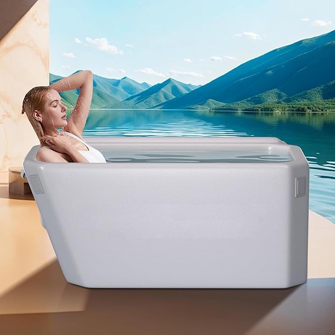 DEEPTIME Angled Portable Ice Bath Tub Cold Plunge (Gray) | For Athletes Fitness Recovery, Outdoor Cold Plunge, Chiller Compatible