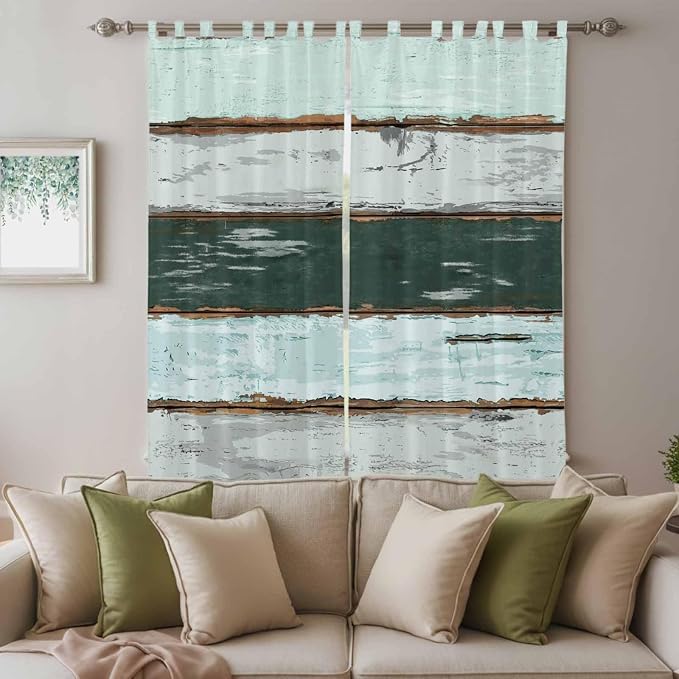 Blue Teal Living Room Curtains 96 Inch Length, Window Curtains Tab Top - Image 3