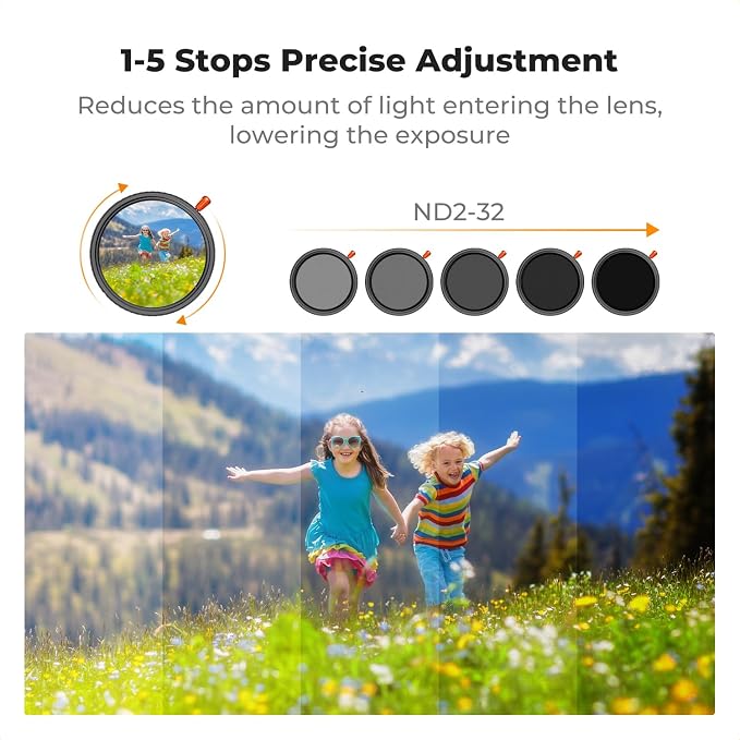 K&F CONCEPT 52mm Black Diffusion Mist Effect 1/4 & Variable ND2-32 & Circular - Image 5