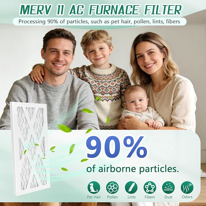 4 Pack Updated 4.5x11x1Air Filter, pertain Merv 11 HVAC Pleated A/C Furnace - Image 2
