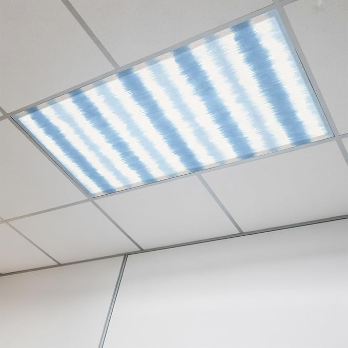 Fluorescent Light Covers for Drop Ceiling Vertical Halation Blue White Striped by Unknown