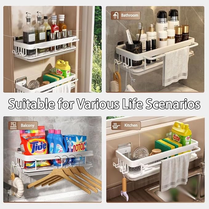 Sponge Holder Kitchen Sink Caddy Organizer Wall Mount Sponge Holder with Drainer Shampoo Soap Storage Shelf Toilet Balcony Bathroom Dishwashers Wire Rags Sponge Sink Drain (Black)