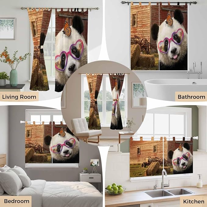 Farm Panda Kitchen Curtains 36 Inch Length, Small Window Curtains Tab Top - Image 7