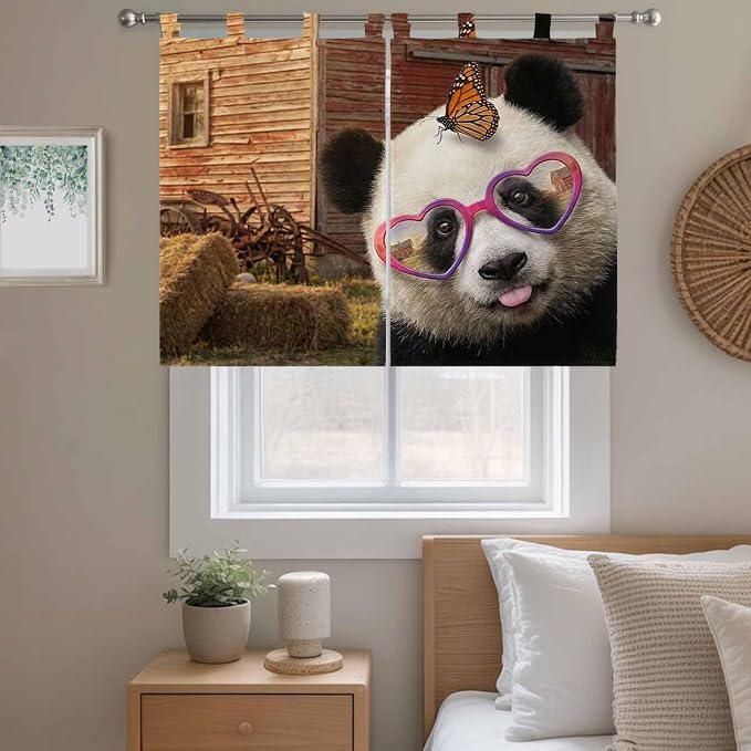Farm Panda Kitchen Curtains 45 Inch Length, Short Cafe Window Curtains Tab Top - Image 9