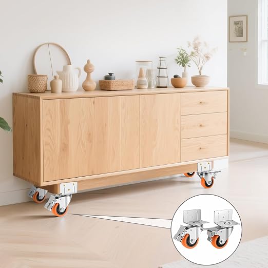 Caster Wheels, 4 Inch L-Shaped Casters Set of 4 Heavy Duty, Locking Caster - Image 6