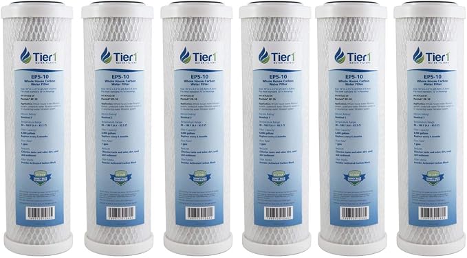 Tier1 5 Micron 10 Inch x 2.5 Inch | 6-Pack Whole House Carbon Block Water by Tier1