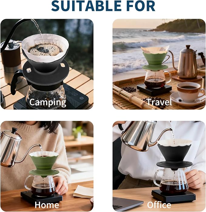 MERMOO YILAN Collapsible Coffee Dripper, Silicone Pour Over Coffee Filter Holder - Image 8