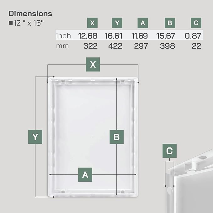 Vent Systems White ABS Plastic Access Panel 12 x 16 Inch (Opening) - Access Door for Drywall, Wall, Ceiling - Electrical, Plumbing Service Wall Hole Cover - Inspection Door - 12.7 x 16.6 Inch (Outer)