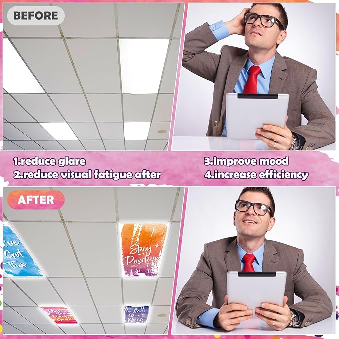 8Pcs Classroom Light Covers for Fluorescent Lights, Magnetic 2x4 FT Ceiling - Image 5