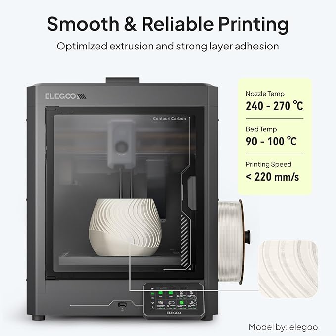 ELEGOO ASA Filament 1.75mm Deep Black & White 2KG, UV & Weather Resistant 3D - Image 5