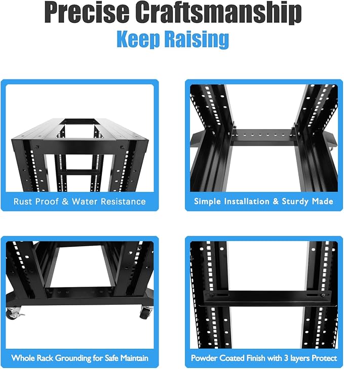 Raising Electronics Server Rack Open Frame Rack 4 Post 19 inch Adjustable - Image 5