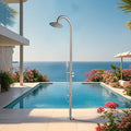 316 Marine Grade Stainless Steel Free Standing Outdoor Shower with Foot Wash, 3-Function Nickel Shower Kit with 10''Rain Shower Head,Outdoor Shower Fixture for Backyard Beach Poolside