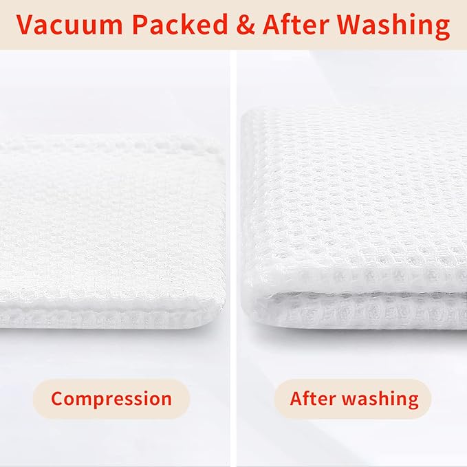Homaxy 100% Cotton Waffle Weave Kitchen Dish Cloths, Ultra Soft Absorbent Quick Drying Dish Towels, 12 x 12 Inches, 6-Pack, White