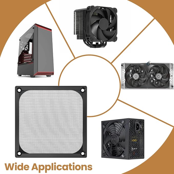 4 Pcs Computer Fan Filter Grills, 120mm Aluminum Frame Stainless Steel Mesh - Image 7