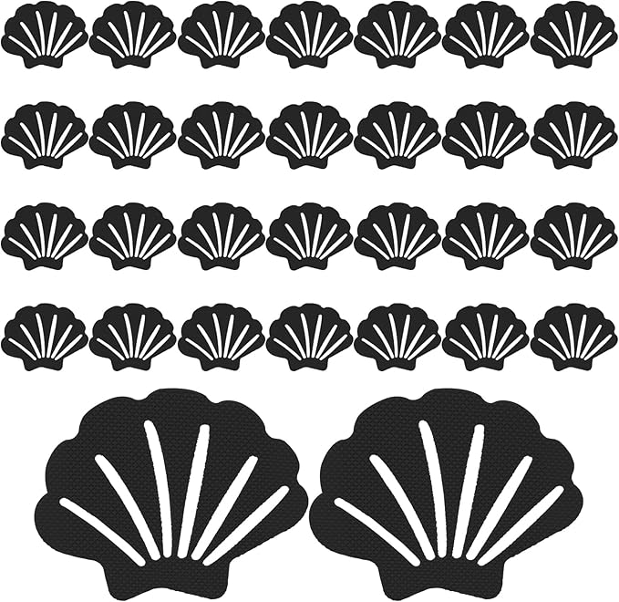 Bathtub Stickers Non Slip, Shell Shaped Tubs Safety Shower Treads, Adhesive Sticker for Bathroom Bathtub, Shower Floor,Black(30Pcs)