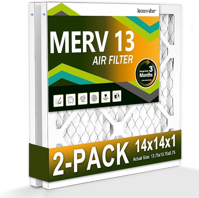 14x14x1 Air Filter MERV 13, HVAC/Furnace AC Filter Replacement, Dust by Komashr