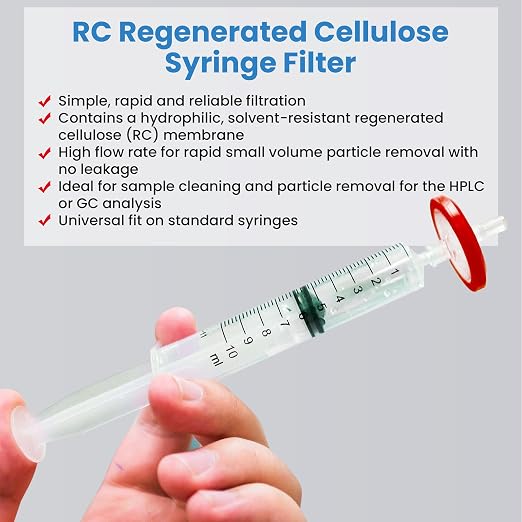 RC Membrane Syringe Filter 25mm Diameter 0.45um Pore Size Syringe Lab Filter - Image 5