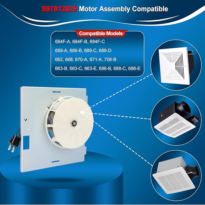 S97012029 Replacement Motor for Bathroom Exhaust Fan – 70 CFM, High Airflow & - Image 4