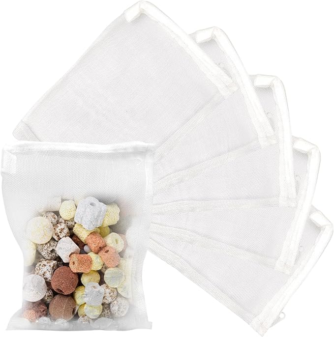 10 Pack Aquarium Filter Media Bags, 5.5 x 7.9 Inch Reusable Mesh Bags by FOHOLA