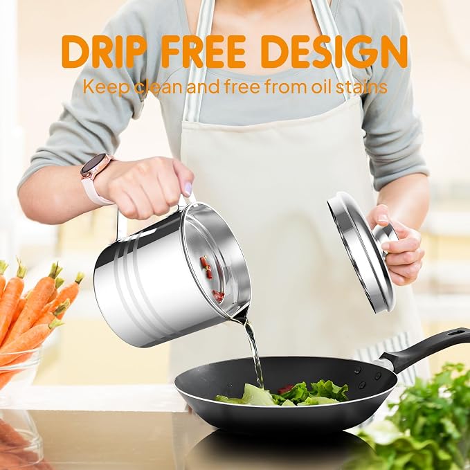 Chihee Grease Container Stainless Steel Bacon Grease Saver - Image 5