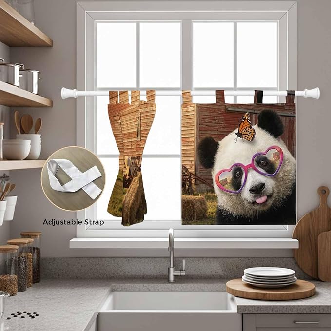 Farm Panda Kitchen Curtains 36 Inch Length, Small Window Curtains Tab Top - Image 5