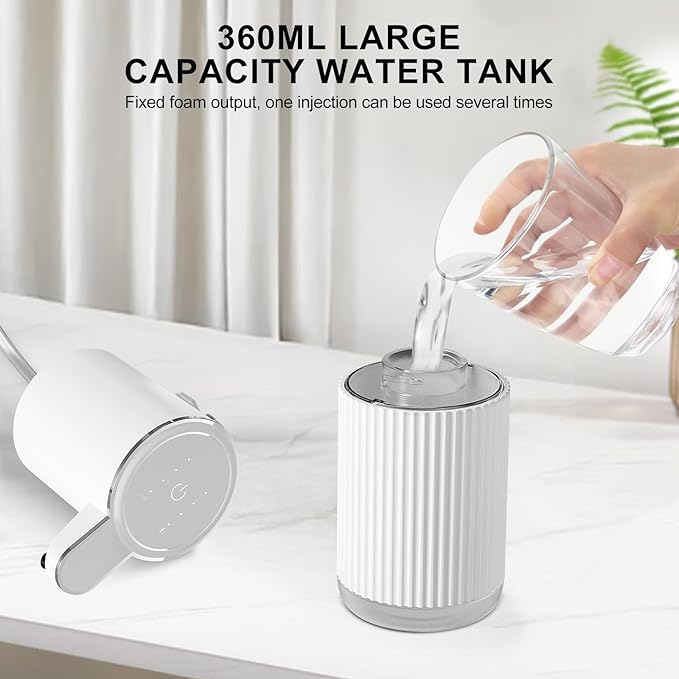 GuDoQi Automatic Touchless Foaming Soap Dispenser, 4-Level Adjustable Foam, USB Rechargeable Hand Soap Dispenser for Bathroom, Kitchen Countertops, 12.2oz/360mL, White