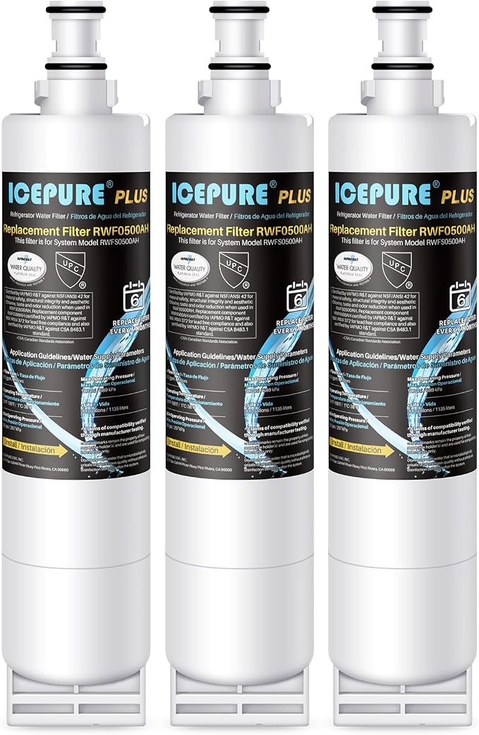 ICEPURE PLUS NSF53&42 Refrigerator Water Filter Replacement by ICEPURE