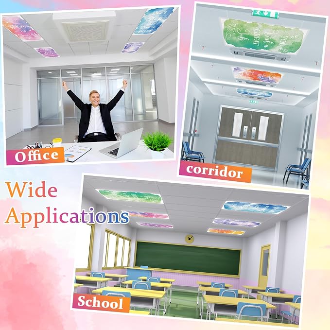 8 Pcs Fluorescent Light Covers for Classroom Ceiling Fixtures 4x2 Ft Magnetic - Image 5