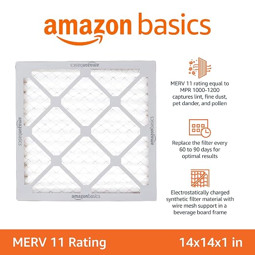 Amazon Basics 14x14x1 Air Filter 6-Pack, MERV 11 AC Furnace Filters, Allergy - Image 2