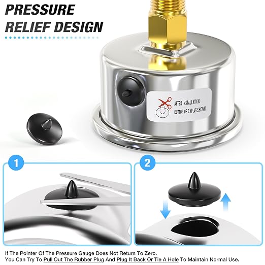 MEANLIN MEASURE 0~60Psi Dry Pressure Gauge Stainless Steel 1/4"NPT 2"FACE DIAL - Image 6
