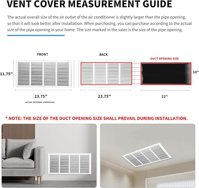 22x10 Vent Cover, Air Return Vent Cover, Flat Vent Cover, Rejillas De Aire - Image 4