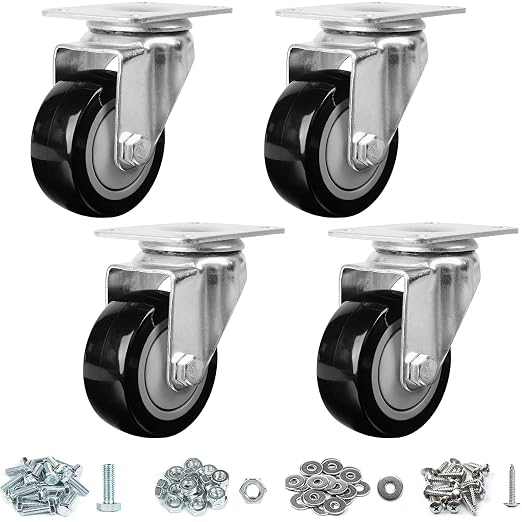 Finnhomy 3 Inch Swivel Casters Wheels Set of 4 Heavy Duty Plate Casters Premium by Finnhomy